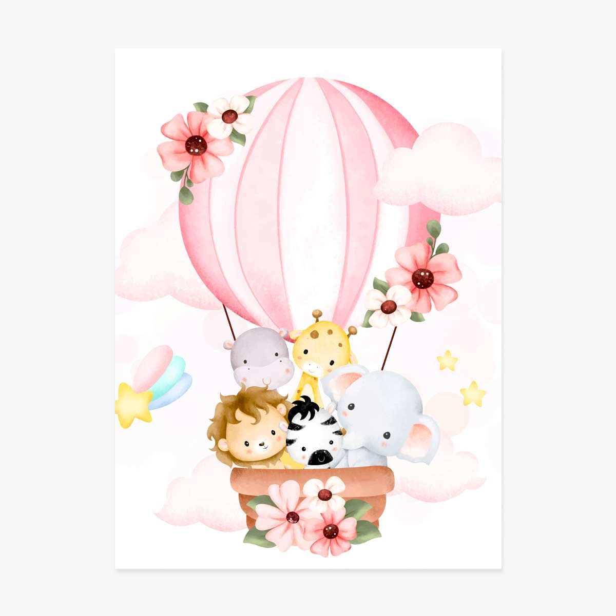 Poster Animals in a hot air balloon