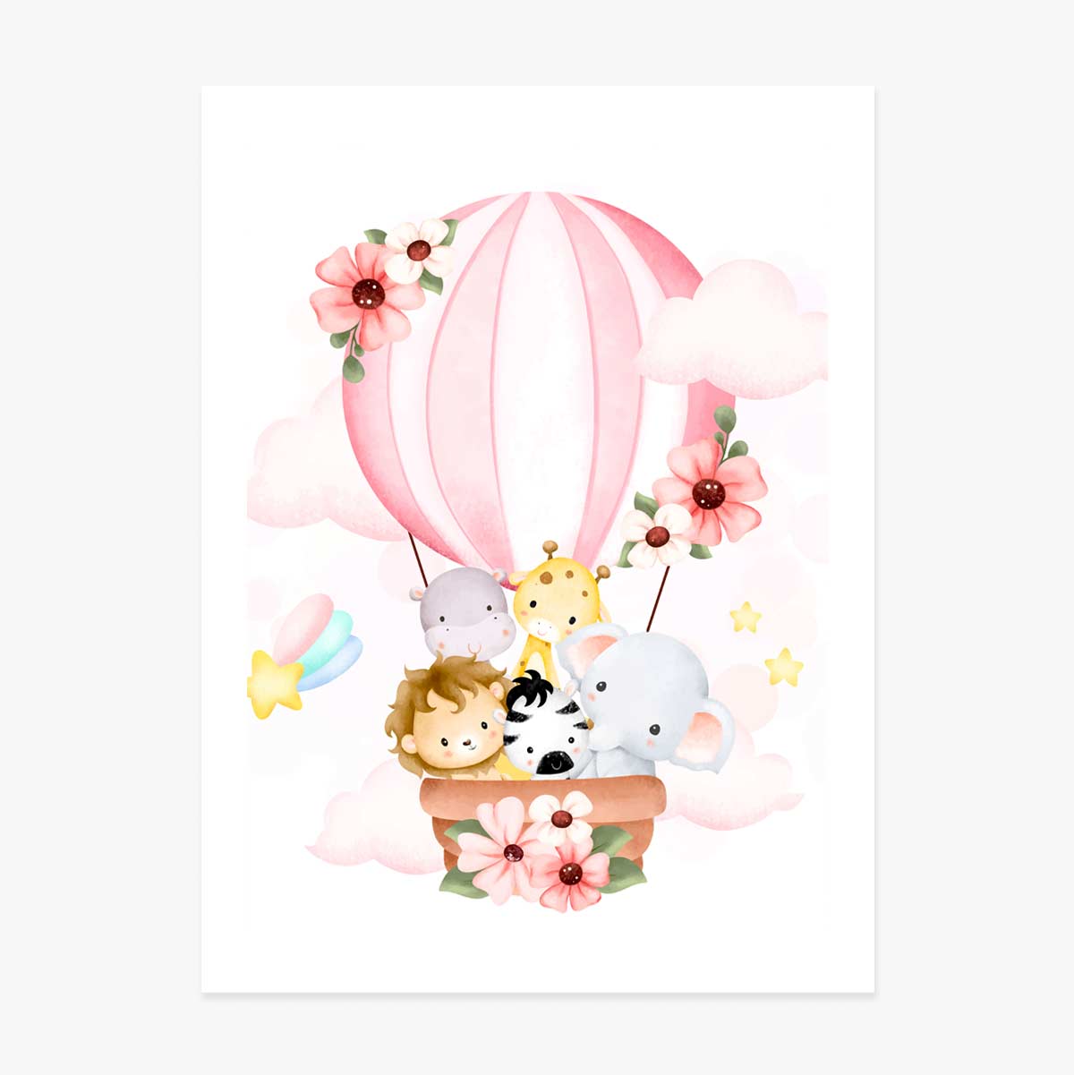 Poster Animals in a hot air balloon