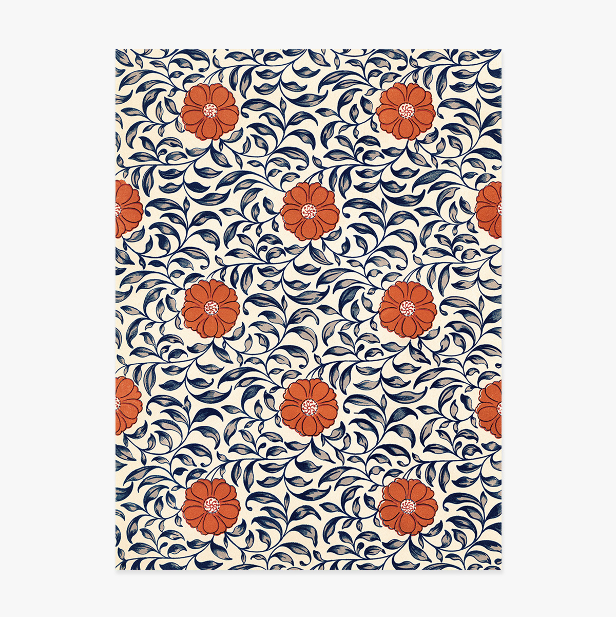 Red Chinese Flowers Poster