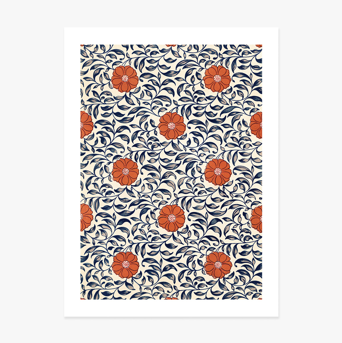 Red Chinese Flowers Poster