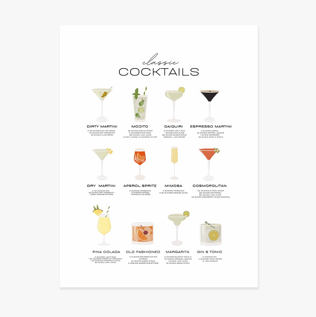 Poster met cocktailmenu