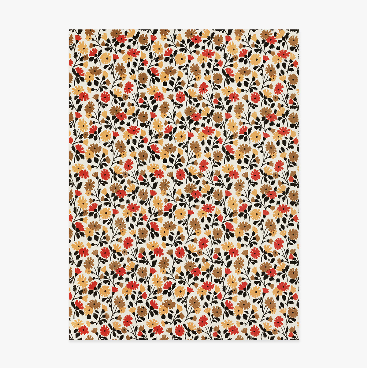 Poster met rode en gele bloemen