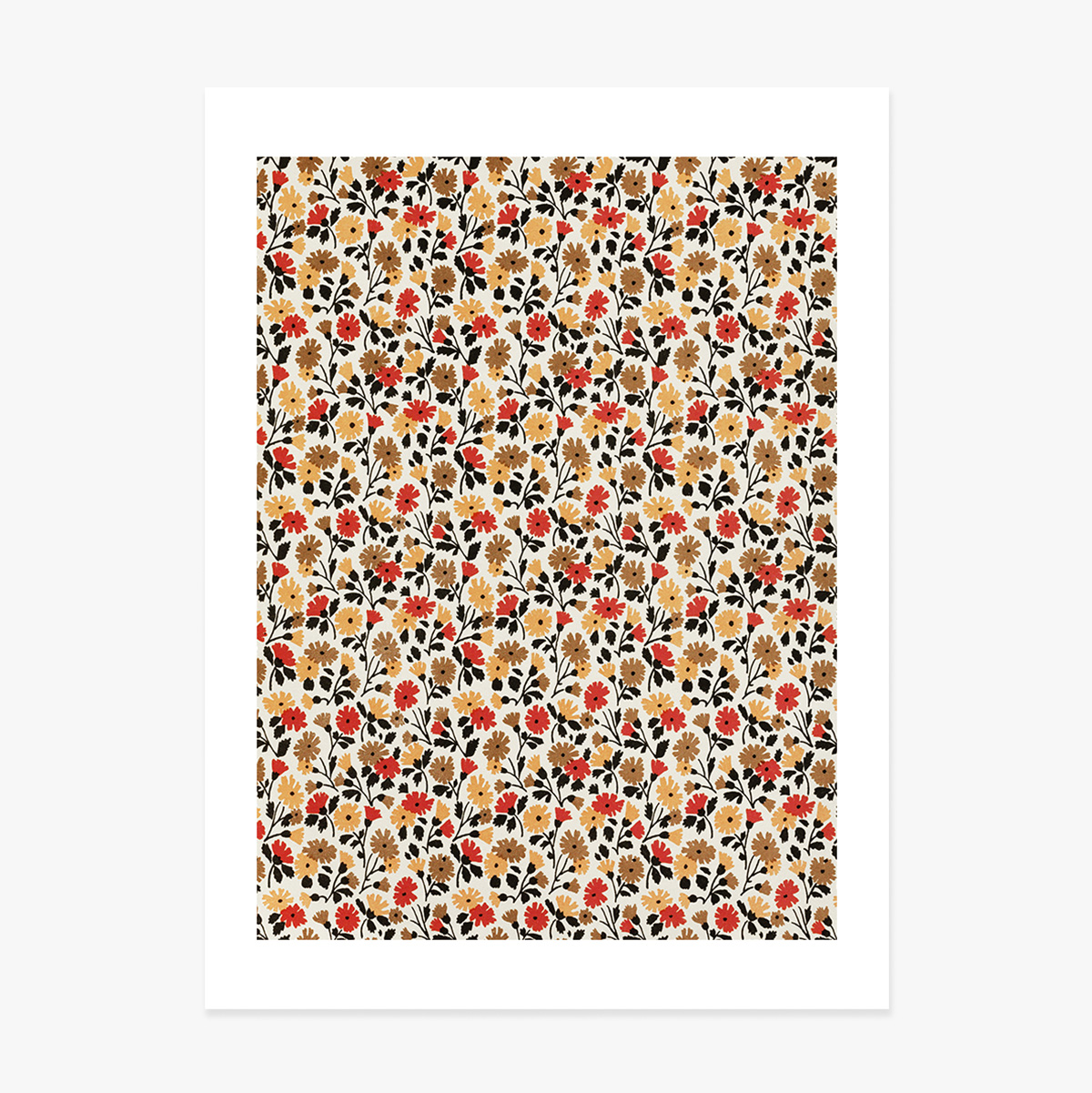 Poster met rode en gele bloemen