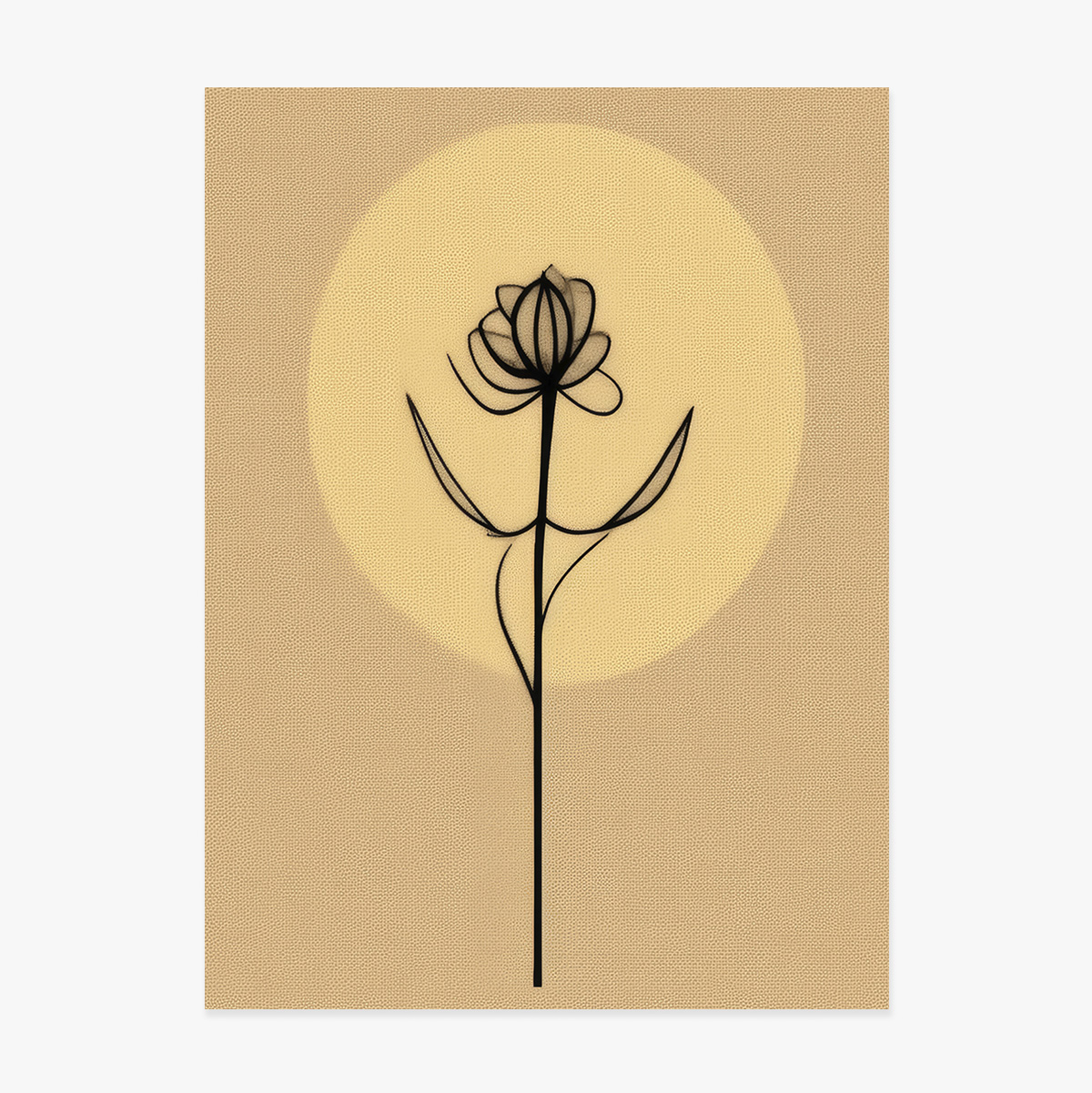 Poster met minimalistische bloem in lijntekening