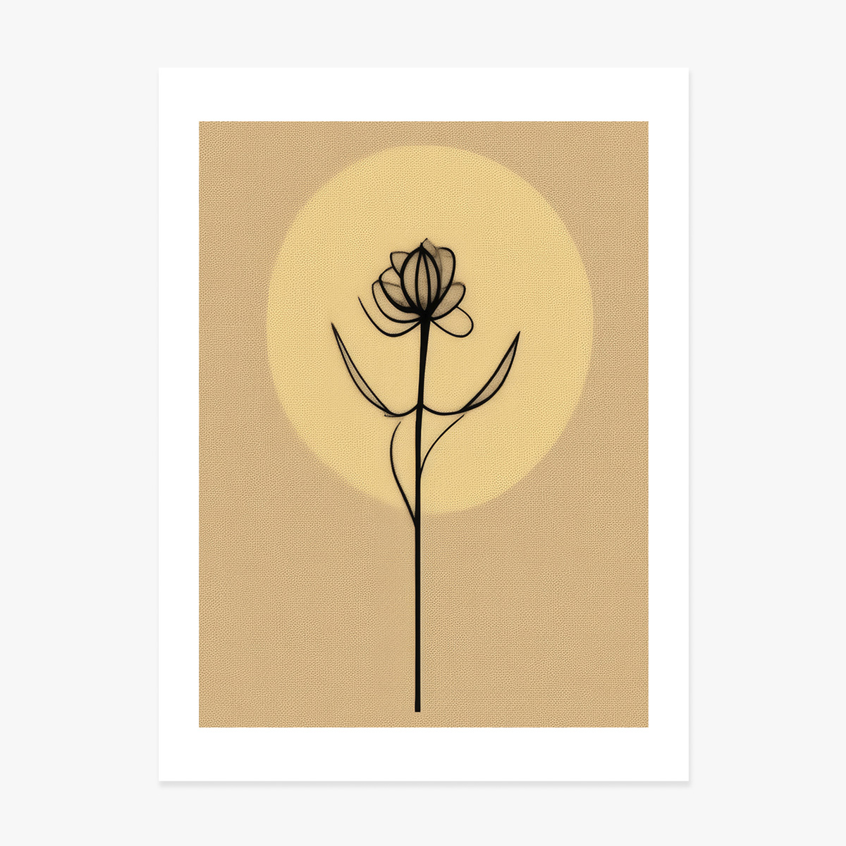 Poster met minimalistische bloem in lijntekening