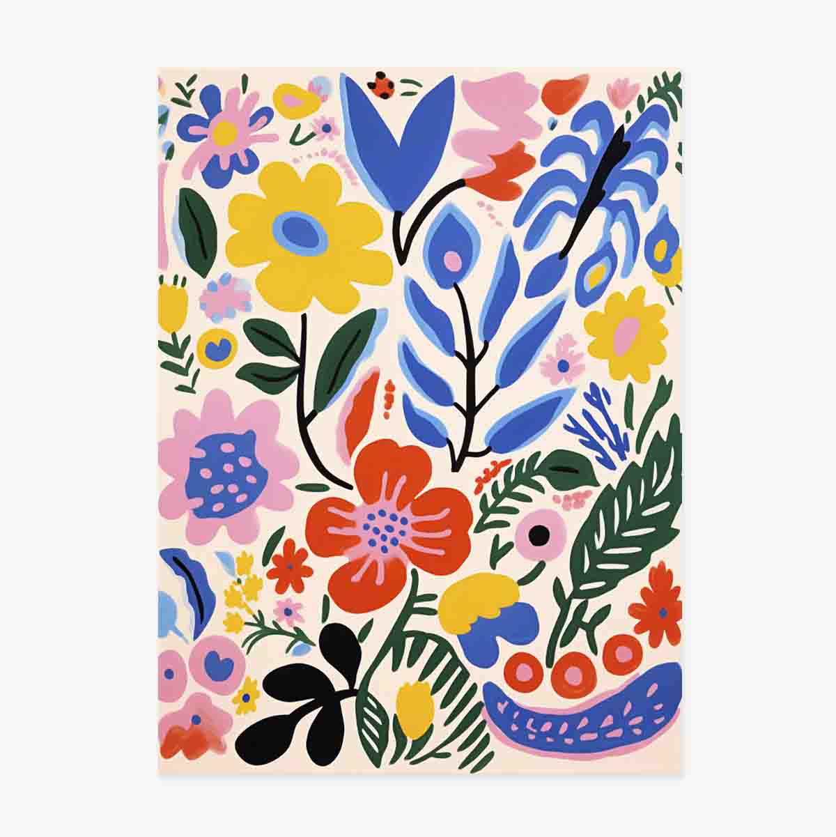 Poster met illustratie van kleurrijke bloemen, getekend 3