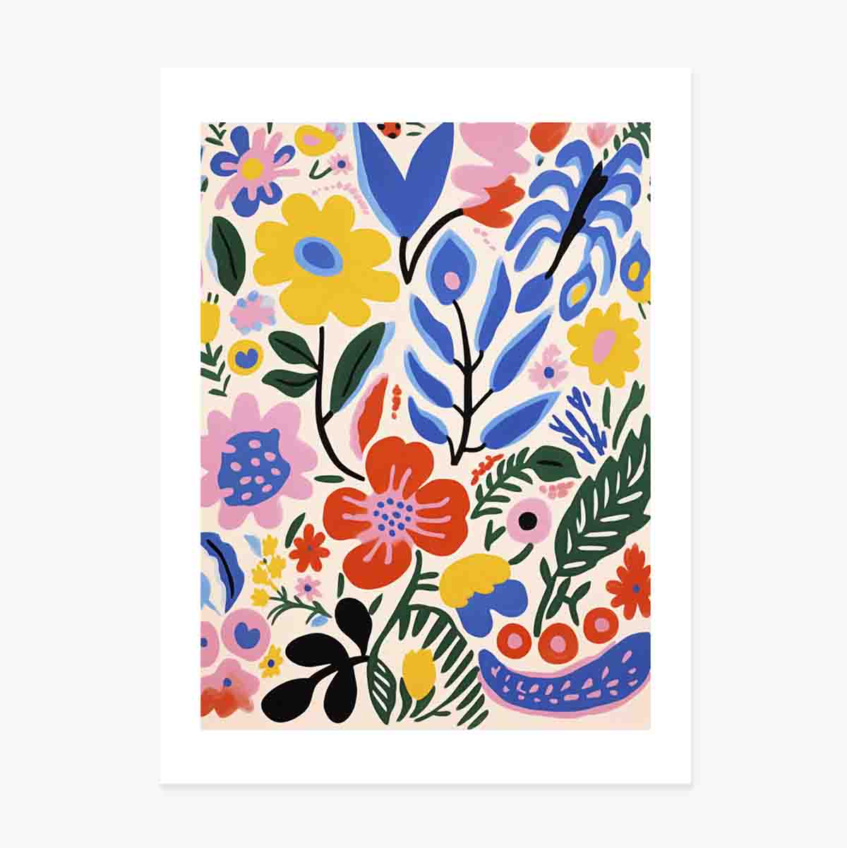 Poster met illustratie van kleurrijke bloemen, getekend 3