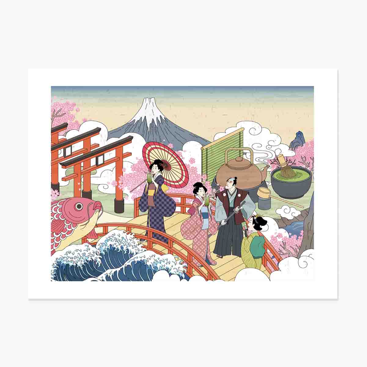 Poster met Japanse retro-illustratie
