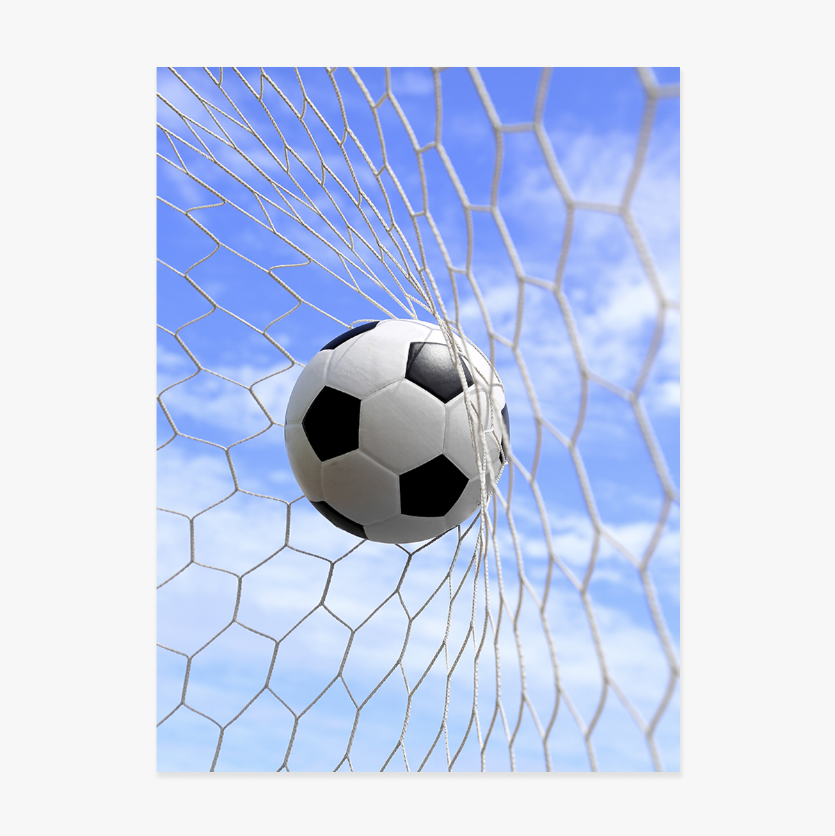 Poster: Bal in het voetbaldoel