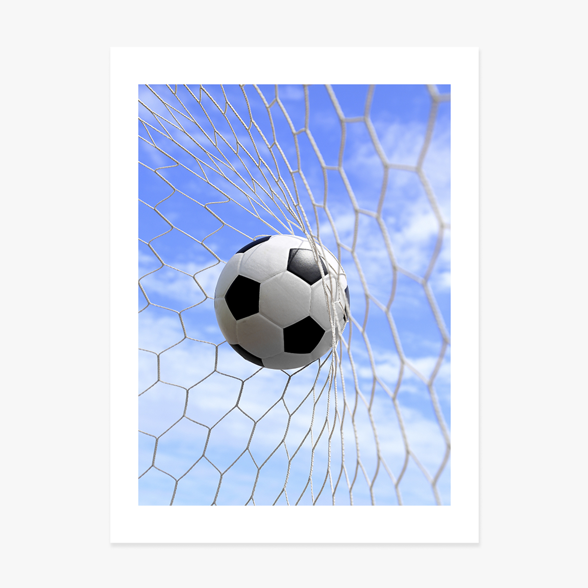 Poster: Bal in het voetbaldoel