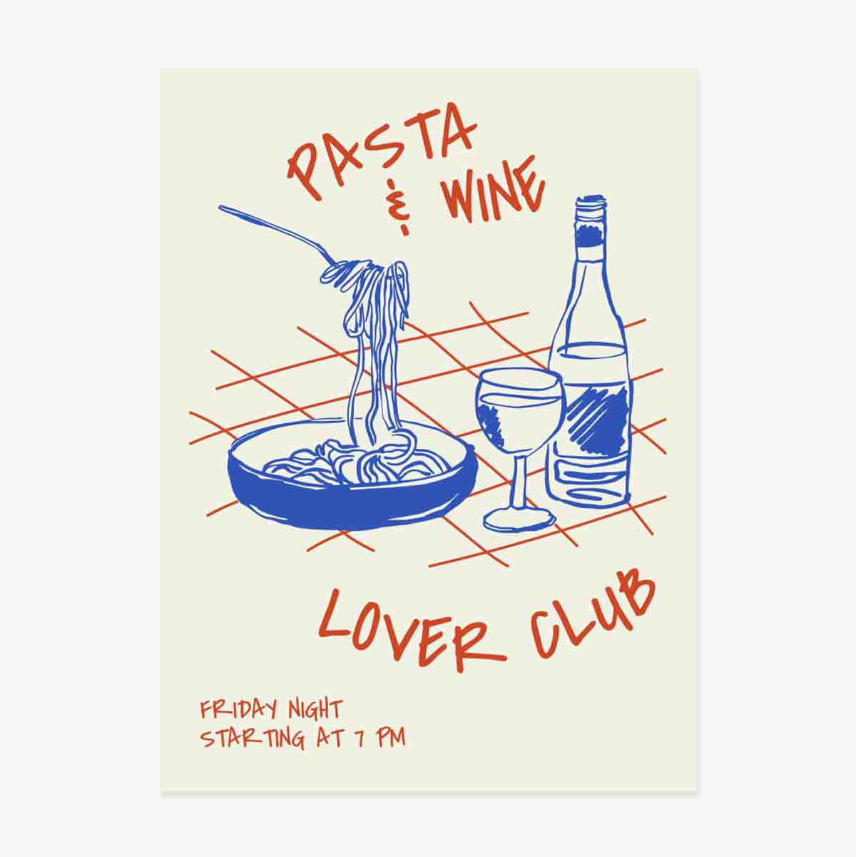 Poster Pasta & Wijn