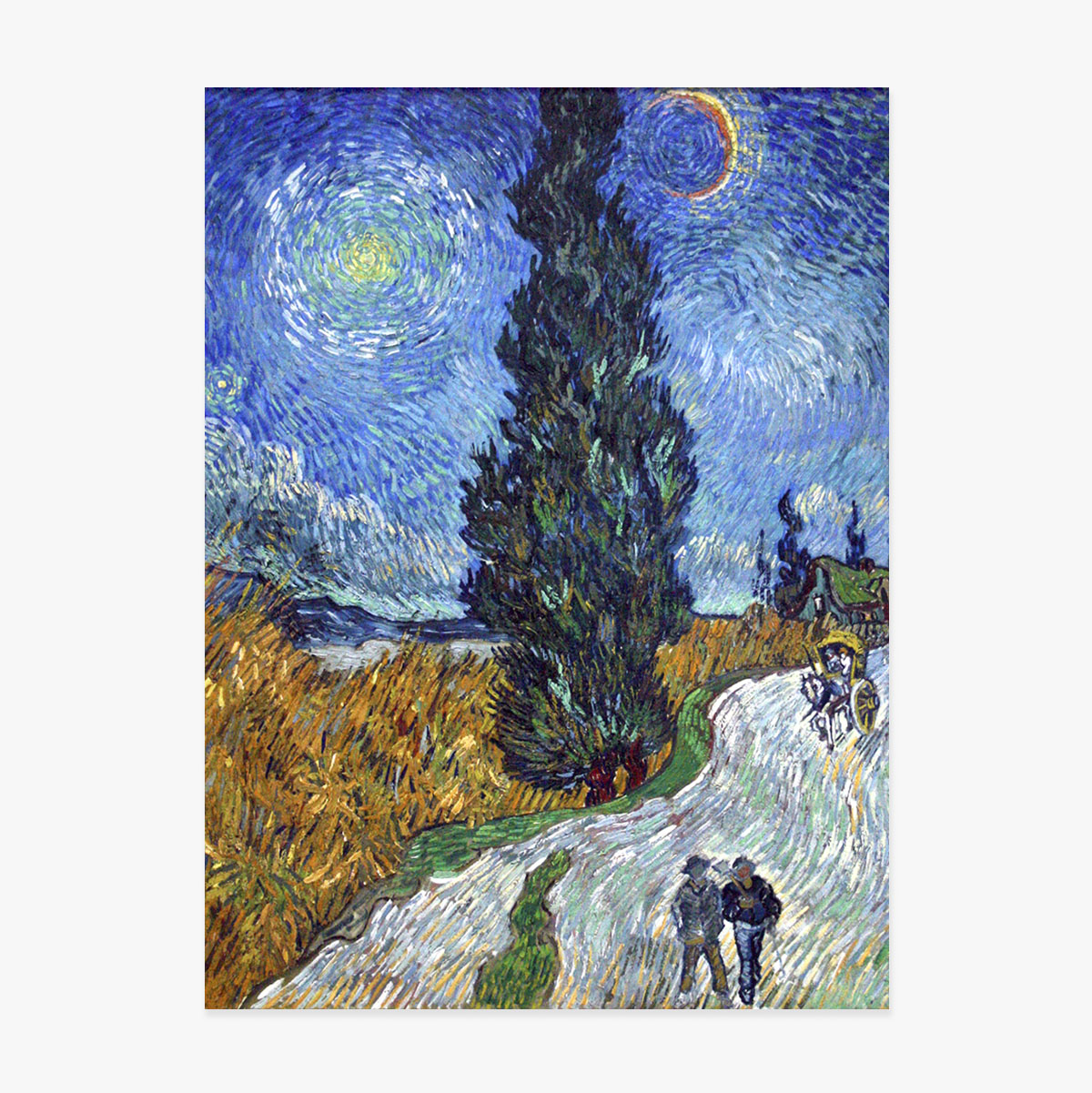 Poster Vincent van Gogh, Weg met cipressen en ster, 1890