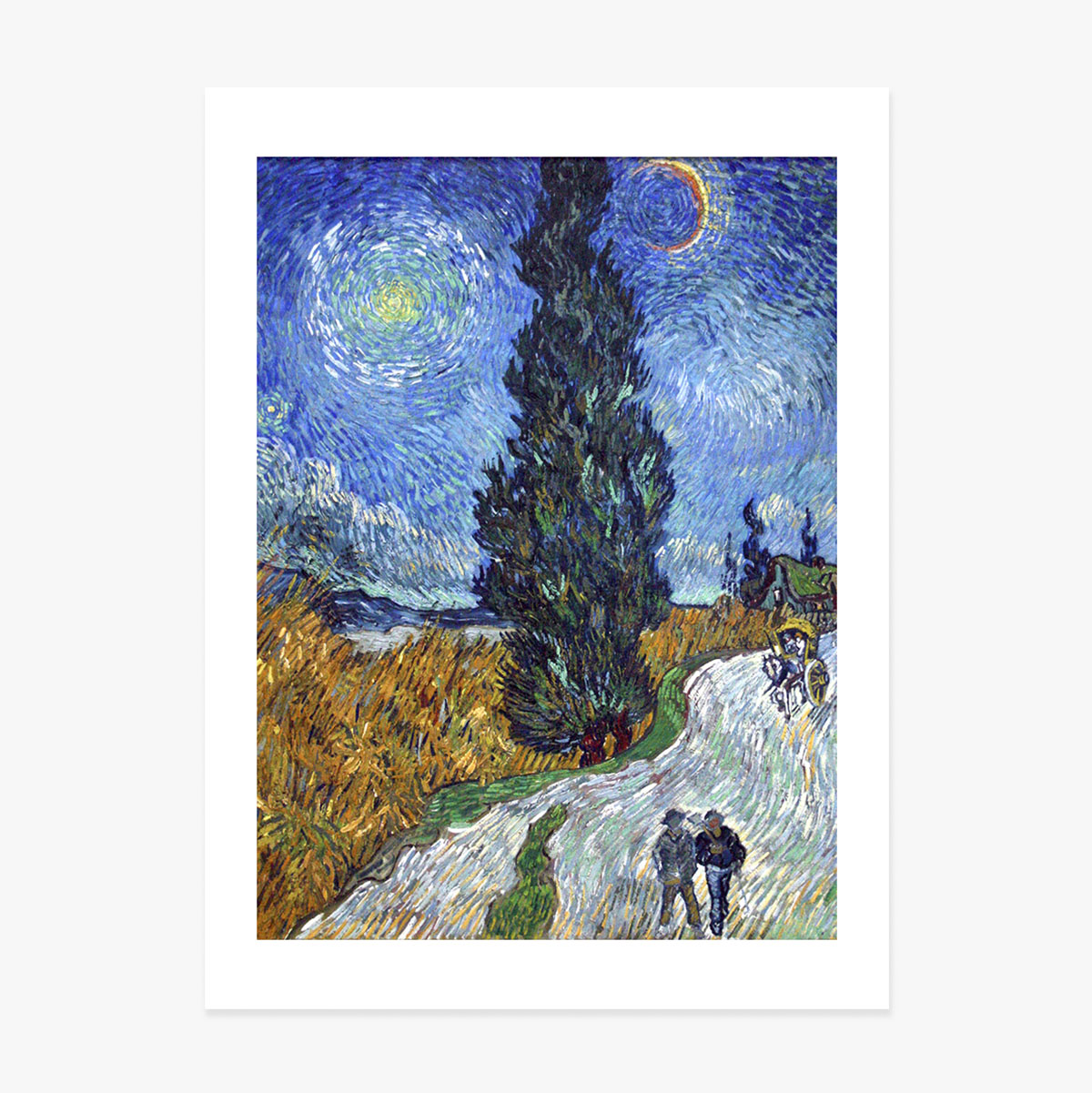 Poster Vincent van Gogh, Weg met cipressen en ster, 1890